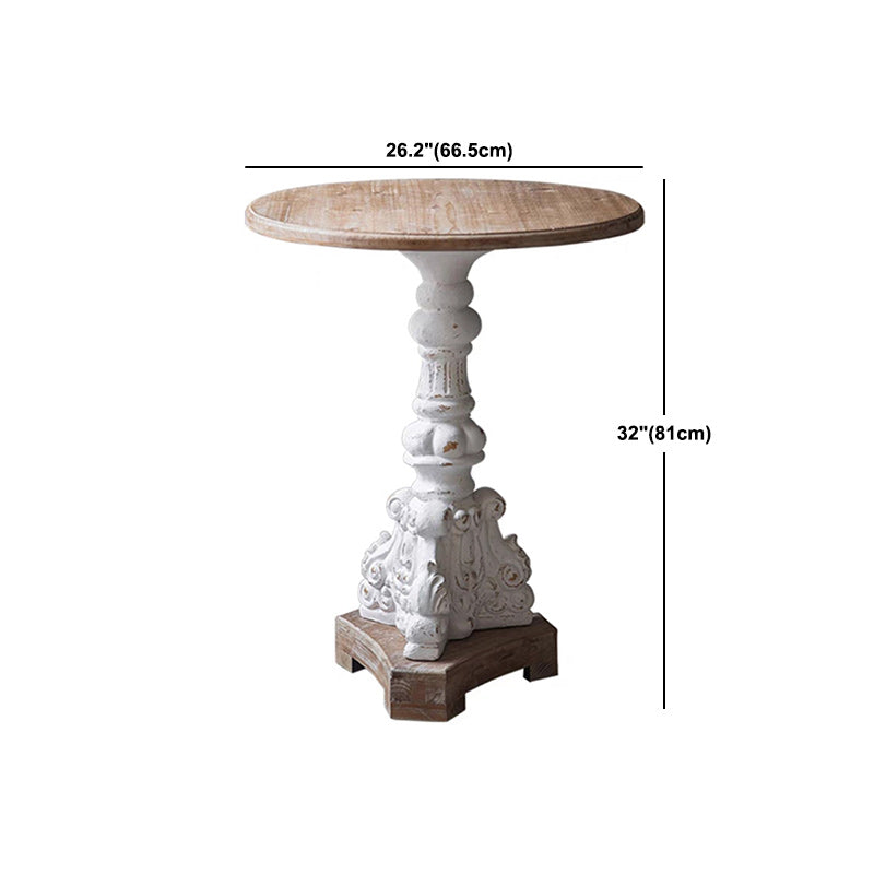 French Country Distressed Pedestal Cocktail Table Wooden Coffee Table for Home