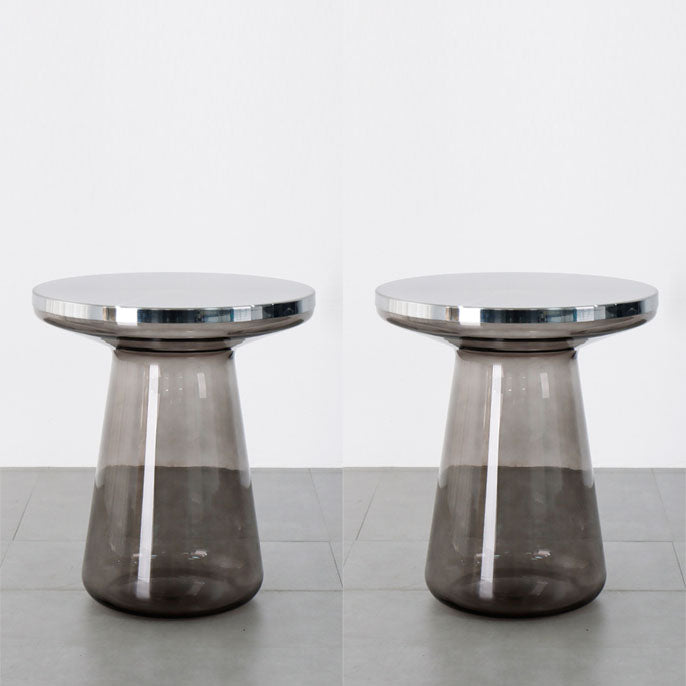 20.47" Tall Mid-century Style Side End Table Glass Pedestal Round Sofa Side Accent Table