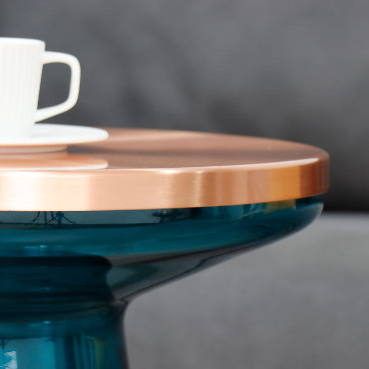 20.47" Tall Mid-century Style Side End Table Glass Pedestal Round Sofa Side Accent Table