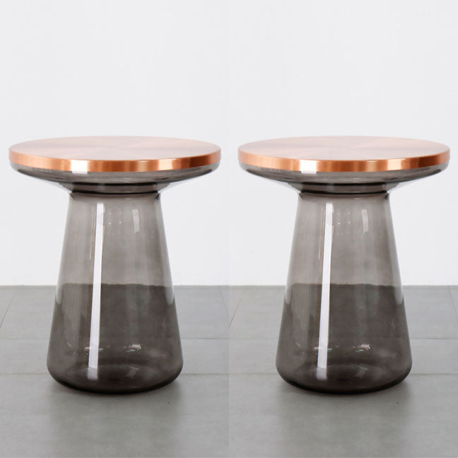 20.47" Tall Mid-century Style Side End Table Glass Pedestal Round Sofa Side Accent Table