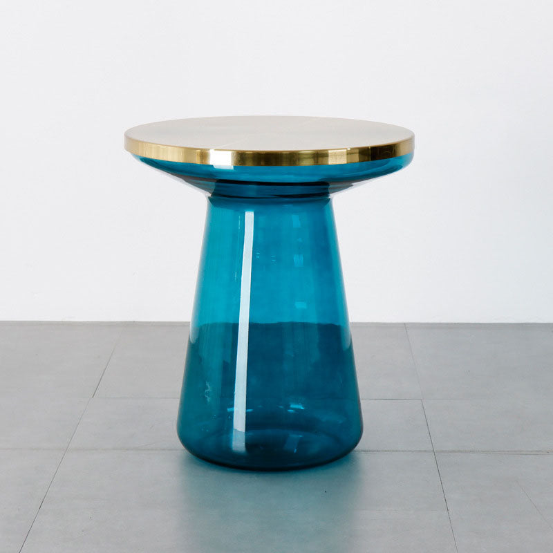 20.47" Tall Mid-century Style Side End Table Glass Pedestal Round Sofa Side Accent Table