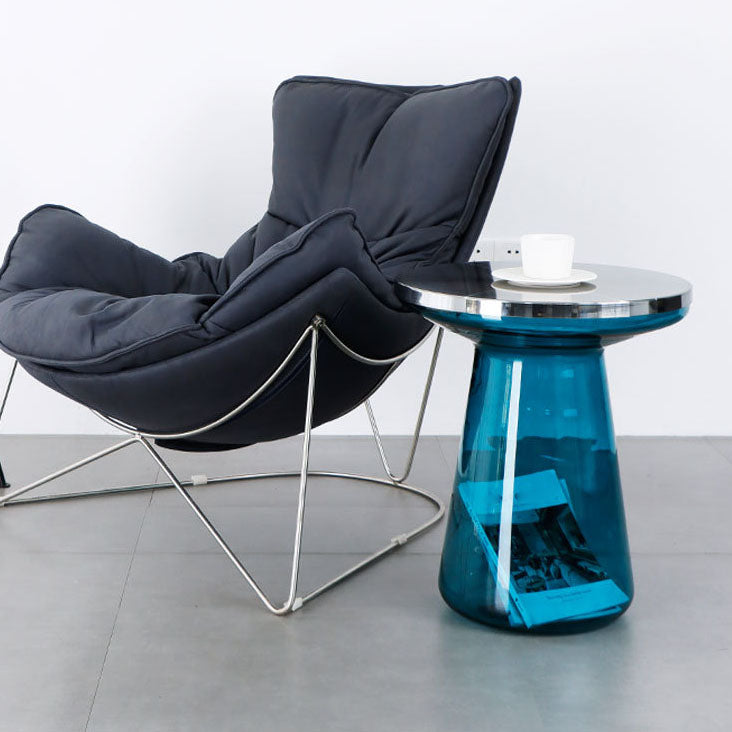 20.47" Tall Mid-century Style Side End Table Glass Pedestal Round Sofa Side Accent Table