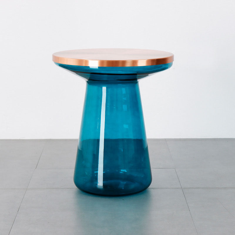 20.47" Tall Mid-century Style Side End Table Glass Pedestal Round Sofa Side Accent Table