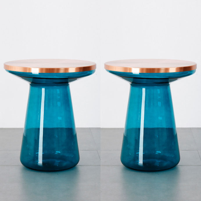 20.47" Tall Mid-century Style Side End Table Glass Pedestal Round Sofa Side Accent Table