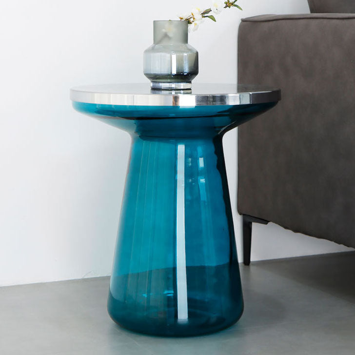 20.47" Tall Mid-century Style Side End Table Glass Pedestal Round Sofa Side Accent Table