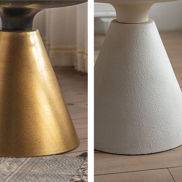 Wood Round Top Side Table 18.9" Tall Iron Pedestal End Table