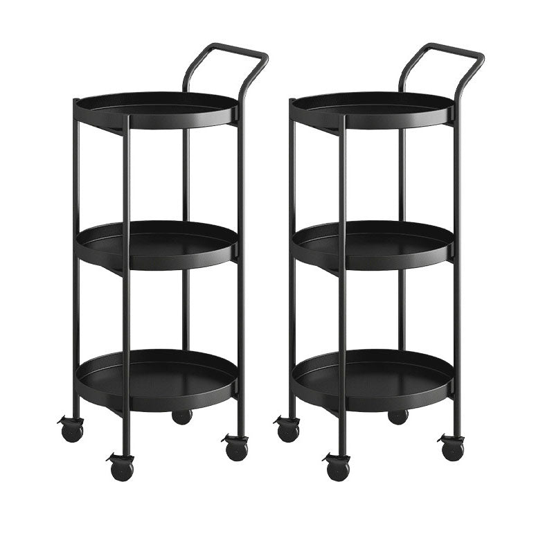 Black / Gold Round Tray Top Side Table Metal 4 Legs End Table with Shelf
