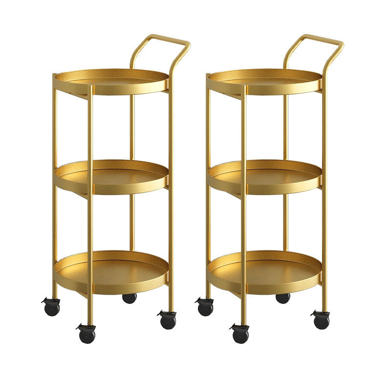 Black / Gold Round Tray Top Side Table Metal 4 Legs End Table with Shelf