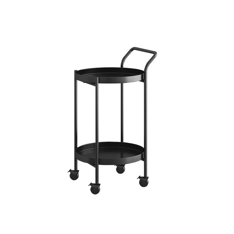 Black / Gold Round Tray Top Side Table Metal 4 Legs End Table with Shelf