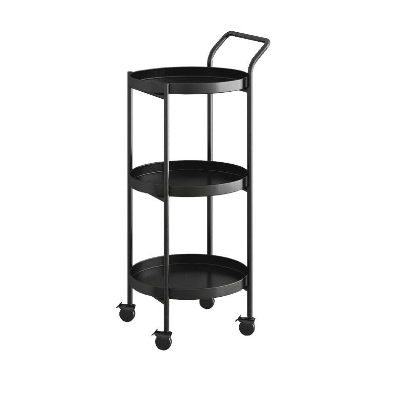 Black / Gold Round Tray Top Side Table Metal 4 Legs End Table with Shelf