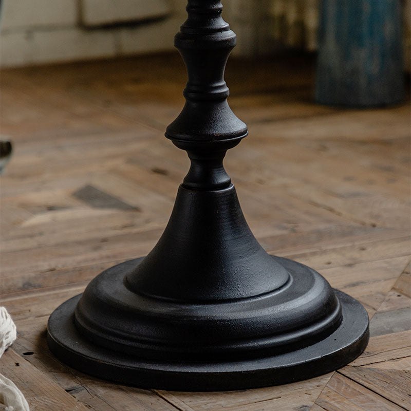 Wood Round Top Side Table Iron Pedestal End Table - Distressed Surface Treatment