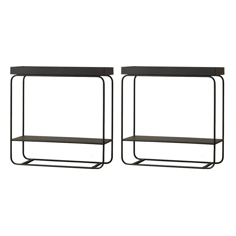 Rectangle Tray Top Side Table 31.5" Tall Iron Frame End Table with Shelf