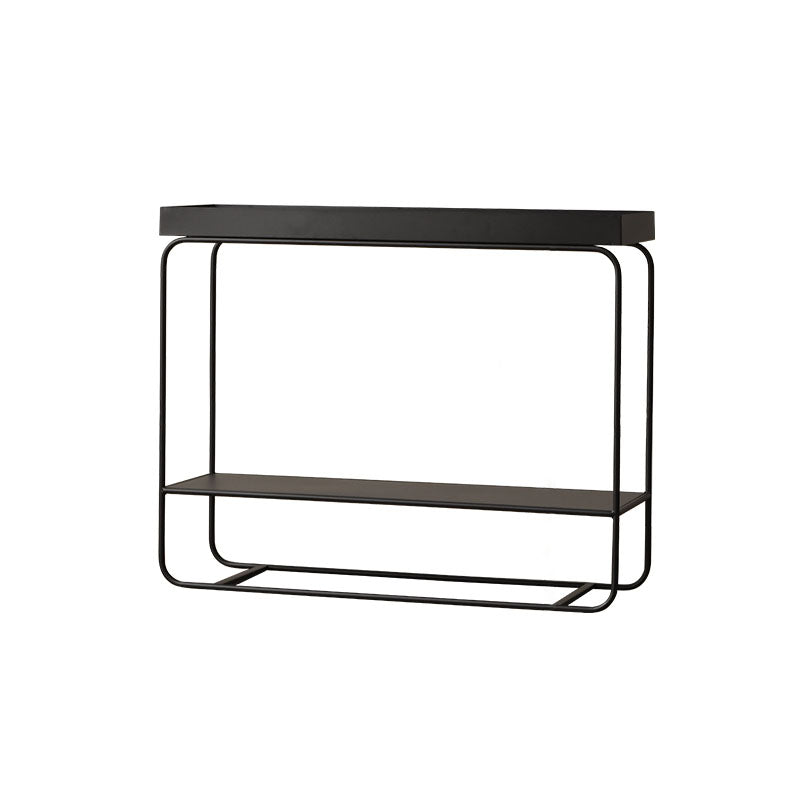 Rectangle Tray Top Side Table 31.5" Tall Iron Frame End Table with Shelf