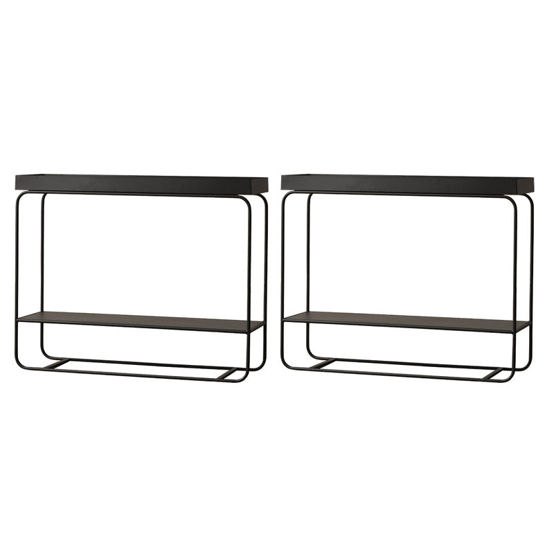 Rectangle Tray Top Side Table 31.5" Tall Iron Frame End Table with Shelf