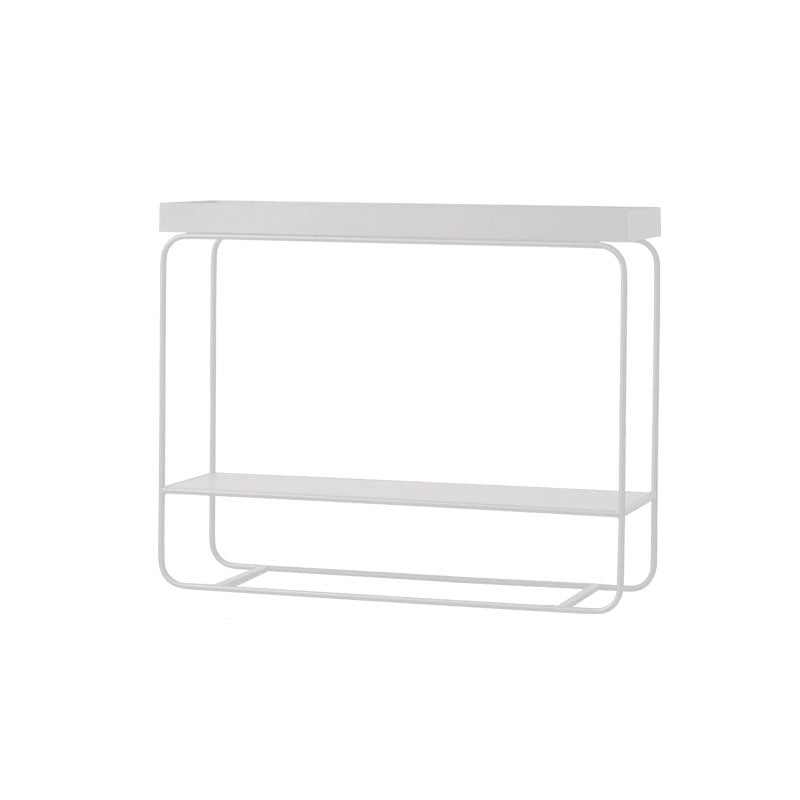 Rectangle Tray Top Side Table 31.5" Tall Iron Frame End Table with Shelf