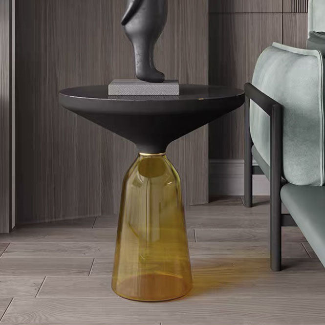 21.26" Tall Mid-century Style Side End Table Glass Pedestal Round Sofa Side Accent Table