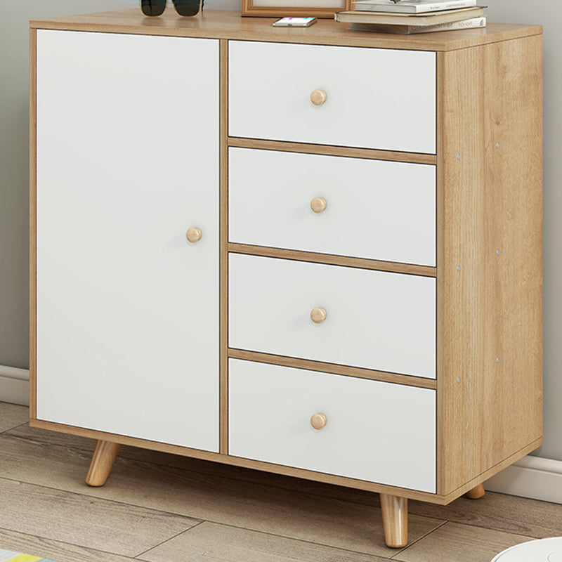 Modern Knobs Side Cabinet Rectangle Wood Storage Cabinet with Drawer