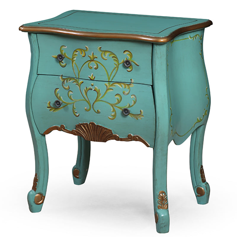 Mid-Century Modern Cabinet Fretwork Hand Painted Side Cabinet