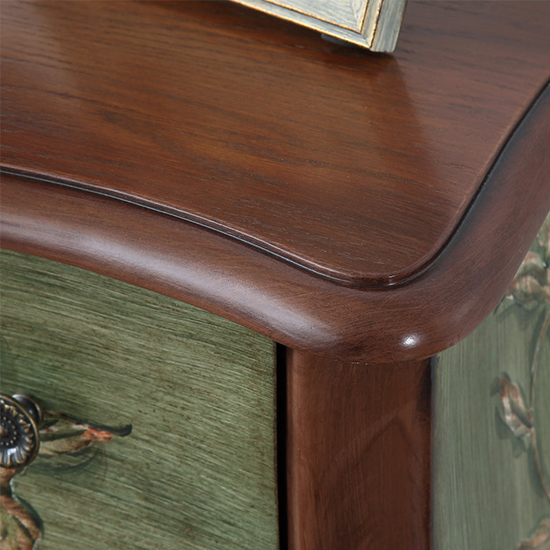 Mid-Century Modern Cabinet Fretwork Hand Painted Side Cabinet