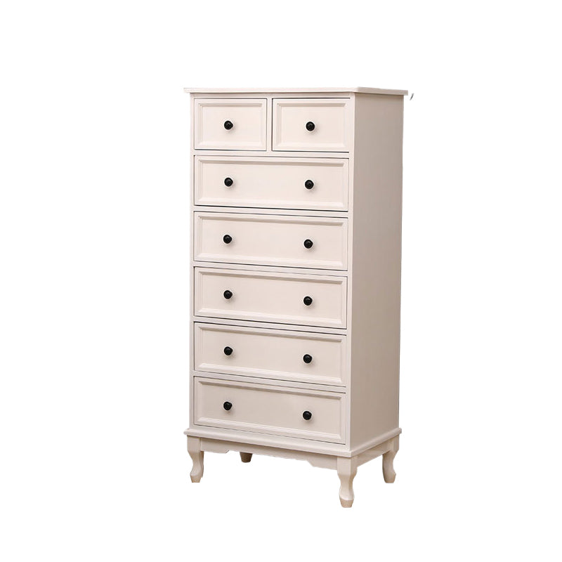 White Modern Side Cabinet Rectangle Wood Knobs Cabinet with Drawer