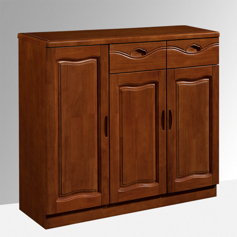 Modern Wood Accent Cabinet Grooves Rectangle Cabinet with Drawer