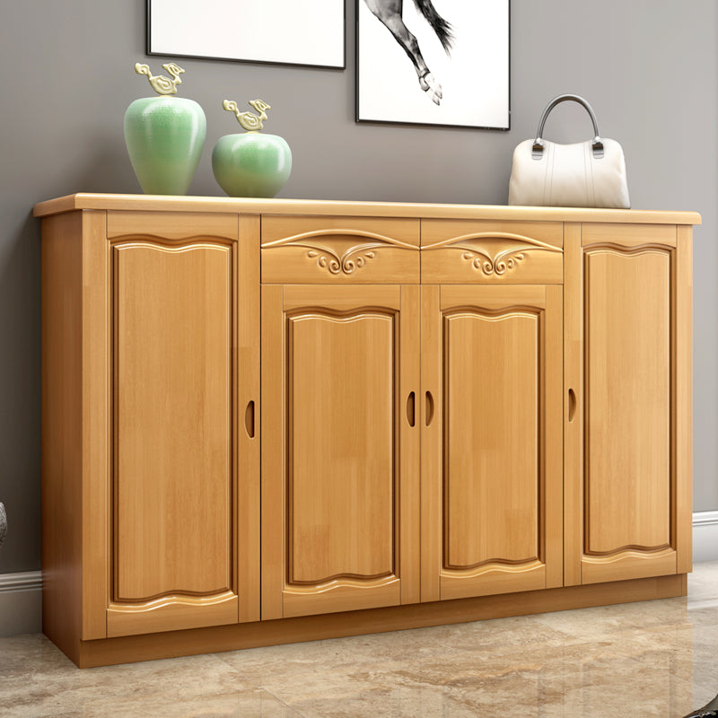 Modern Wood Accent Cabinet Grooves Rectangle Cabinet with Drawer
