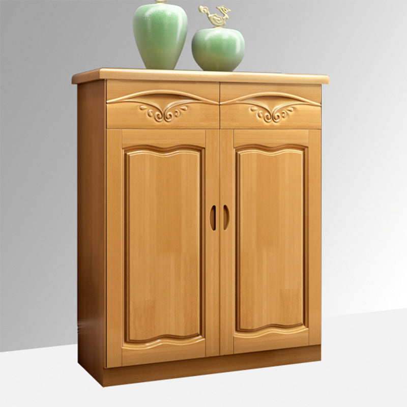 Modern Wood Accent Cabinet Grooves Rectangle Cabinet with Drawer