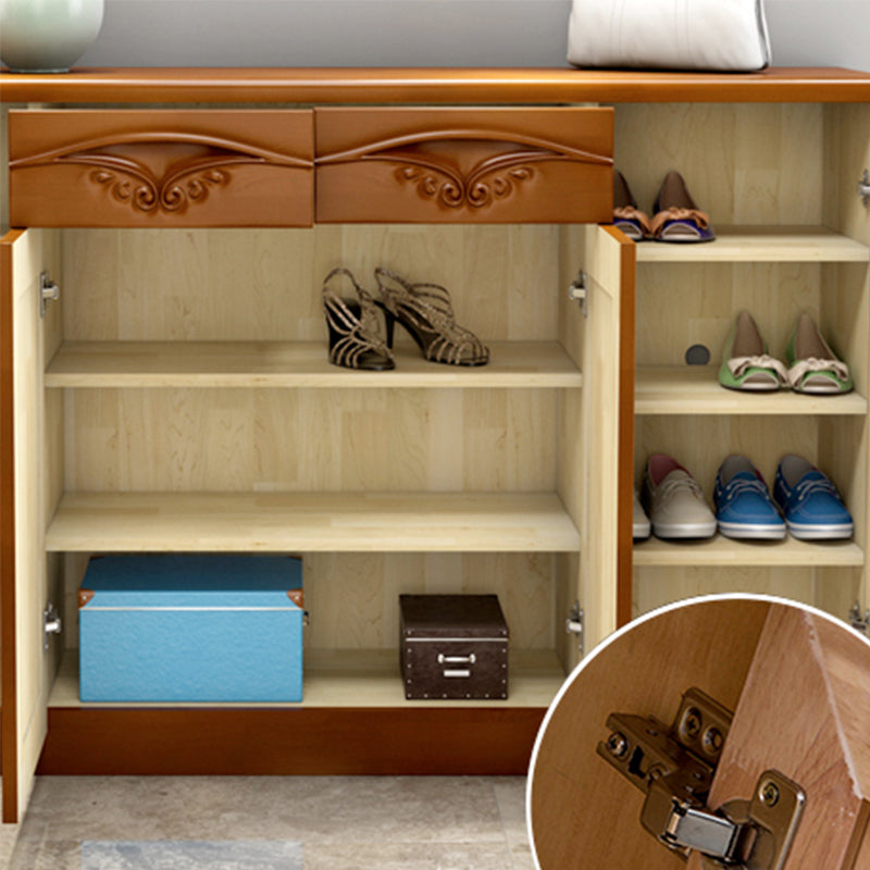 Modern Wood Accent Cabinet Grooves Rectangle Cabinet with Drawer
