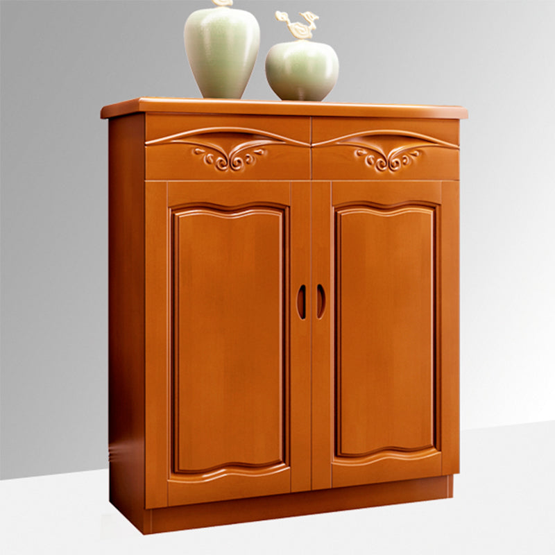 Modern Wood Accent Cabinet Grooves Rectangle Cabinet with Drawer
