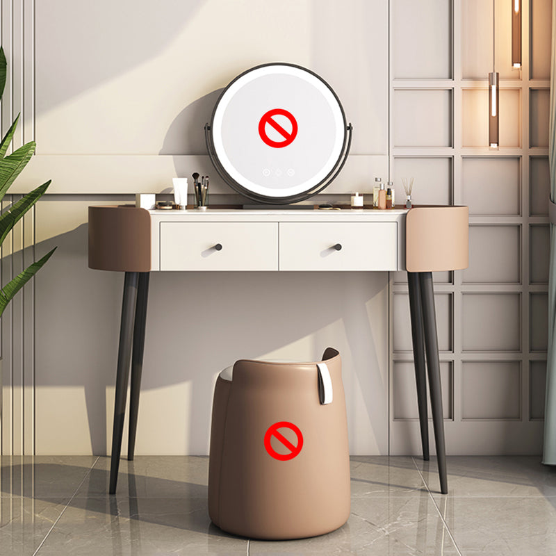 2 Drawers Makeup Table Desk Stone Top Vanity Table in Orange