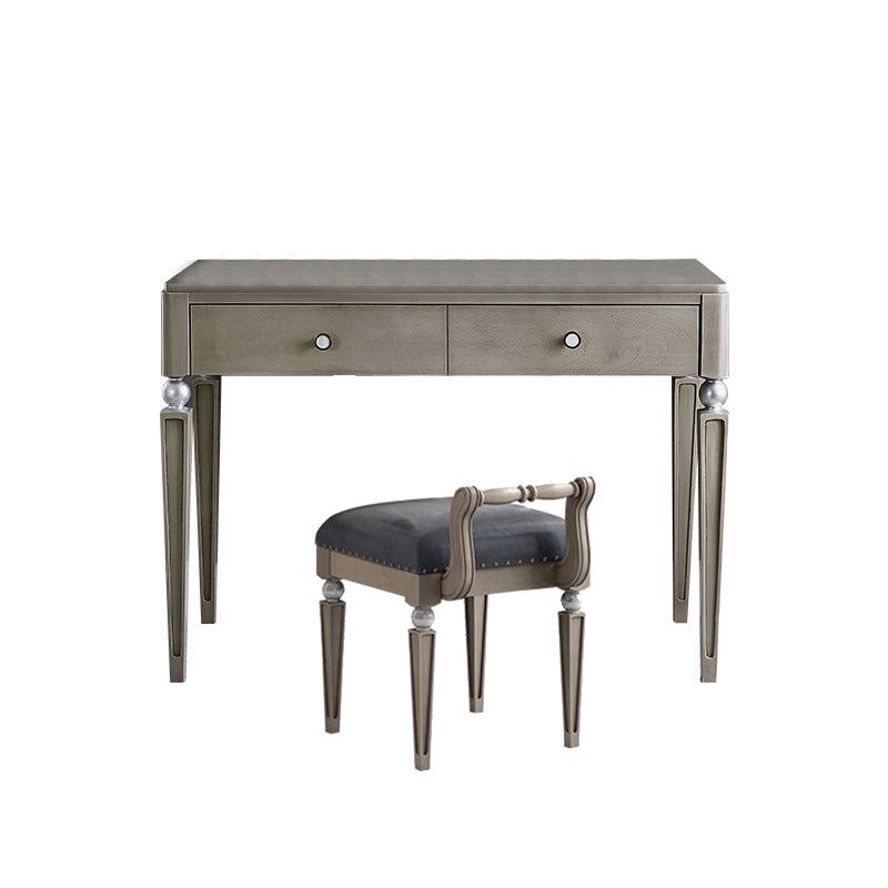 Traditional Mirrored Vanity Set Light Brown Solid Wood Dresser