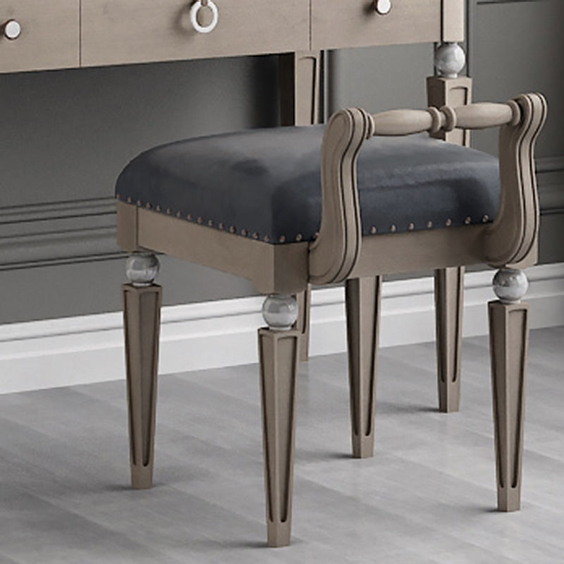 Traditional Mirrored Vanity Set Light Brown Solid Wood Dresser