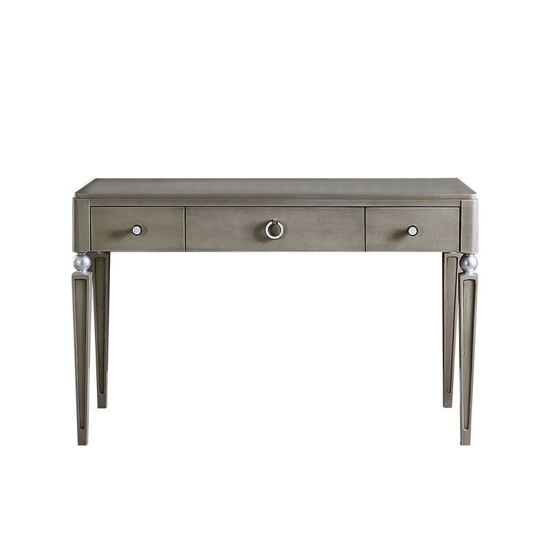 Traditional Mirrored Vanity Set Light Brown Solid Wood Dresser