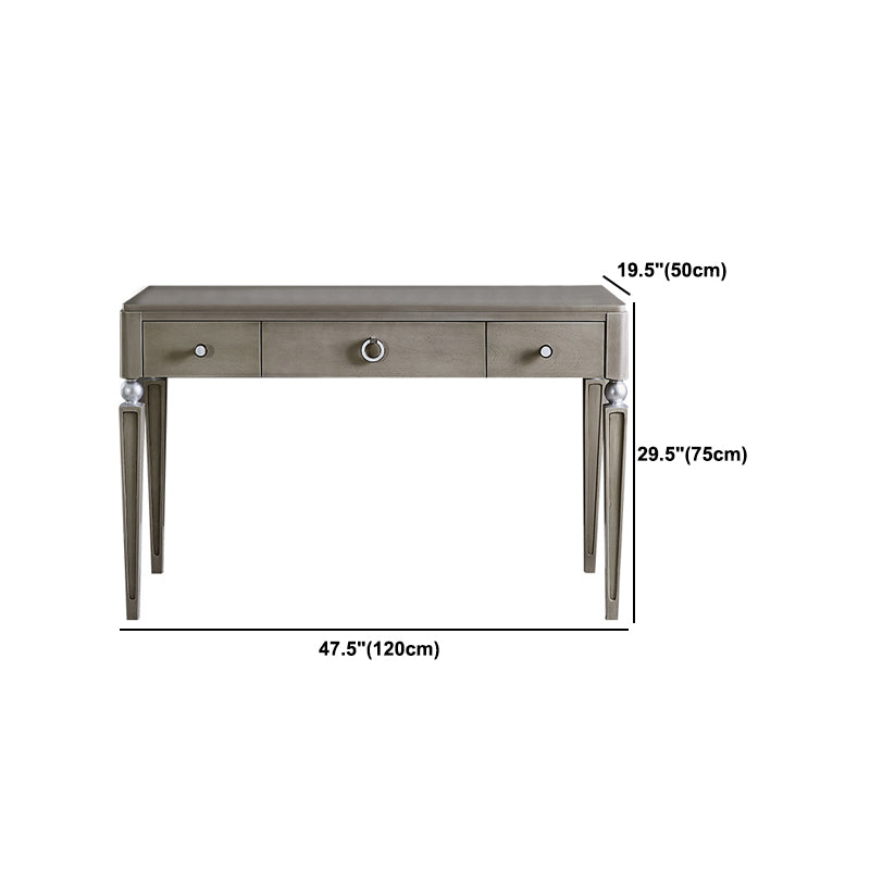 Traditional Mirrored Vanity Set Light Brown Solid Wood Dresser