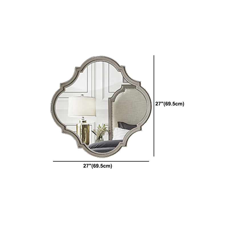 Traditional Mirrored Vanity Set Light Brown Solid Wood Dresser