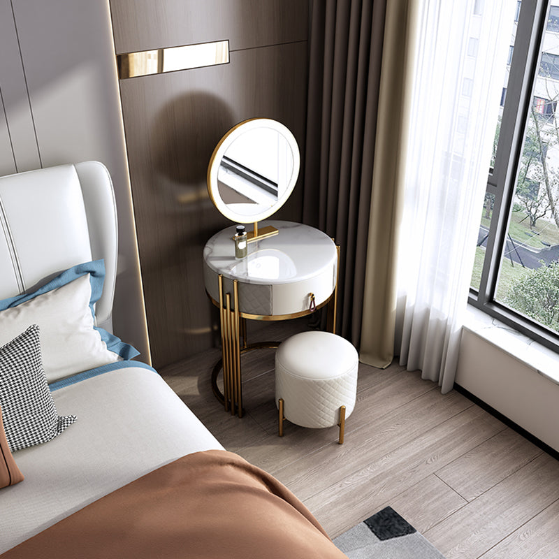 Luxurious Metal Vanity Table in Gold/Silver Stone Top Makeup Desk