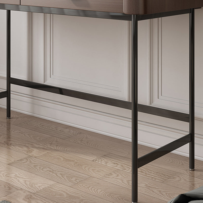 2 Drawers Dressing Table 30.7" High Vanity Set with Stool in Brown