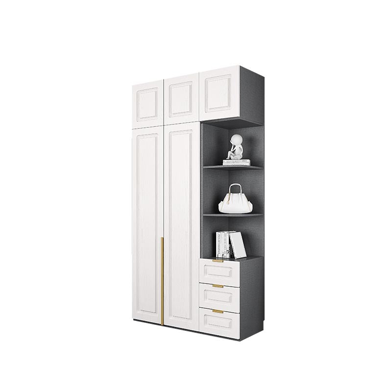 Modern Style Wardrobe White Colour Wooden Wardrobe Closet with Drawer