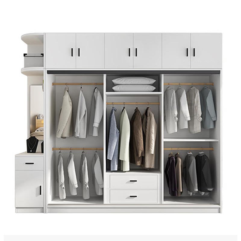 Modern Wardrobe for Home Mirrored Finish Cabinet with Glass Doors