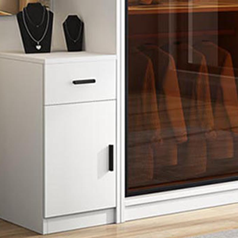 Modern Wardrobe for Home Mirrored Finish Cabinet with Glass Doors