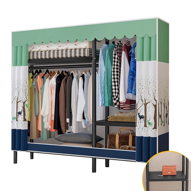 Contemporary Style Wardrobe Steel 1-Door Wardrobe Closet with Shelves