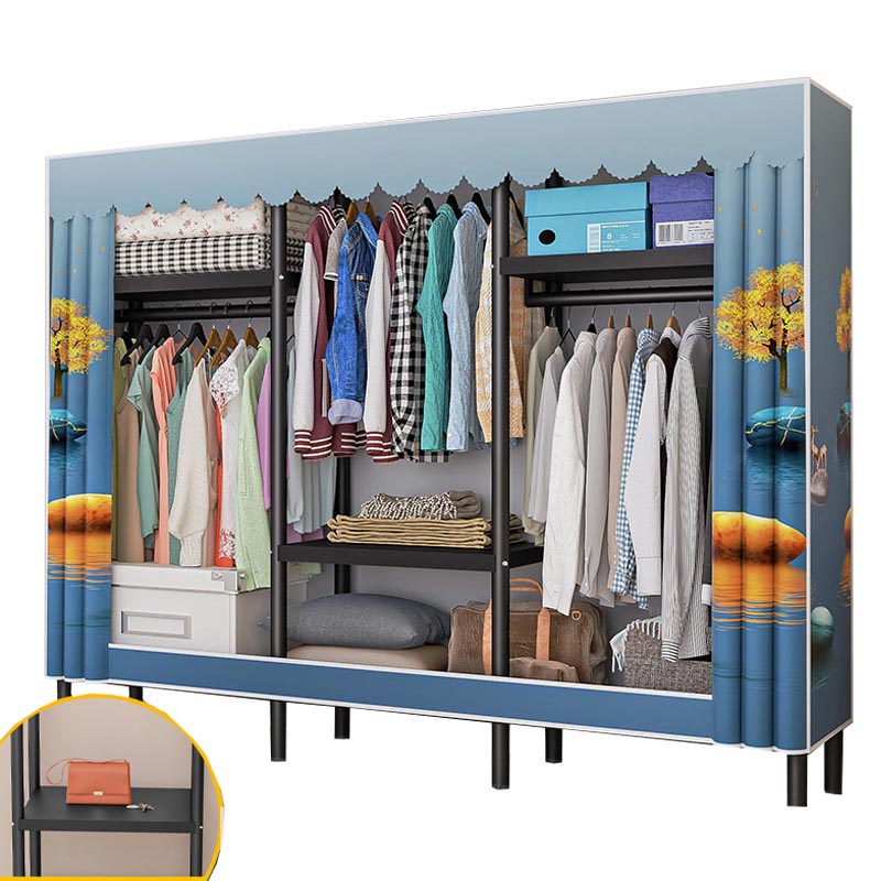 Contemporary Style Wardrobe Steel 1-Door Wardrobe Closet with Shelves