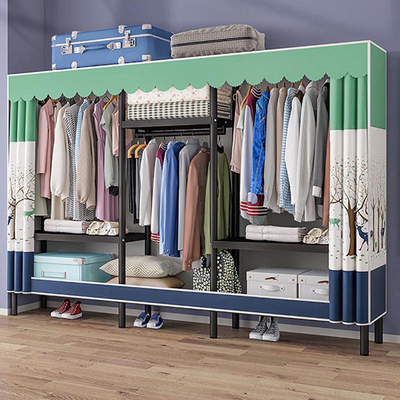 Contemporary Style Wardrobe Steel 1-Door Wardrobe Closet with Shelves