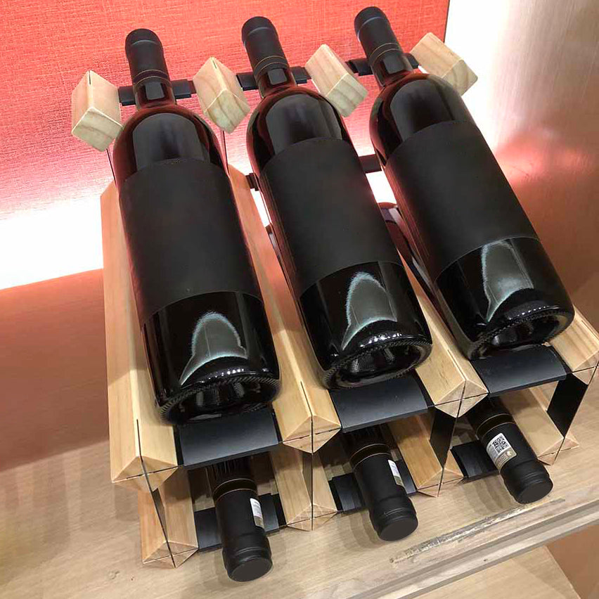 Industrial Tabletop Wine Holder Solid Wood Stackable Wine Rack