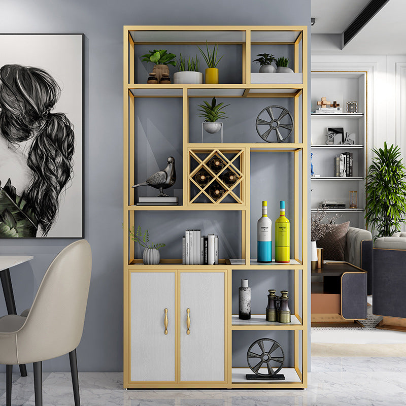 Luxury Floor Wine Glass Stemware Rack Holder Metal Wine Shelf in Gold