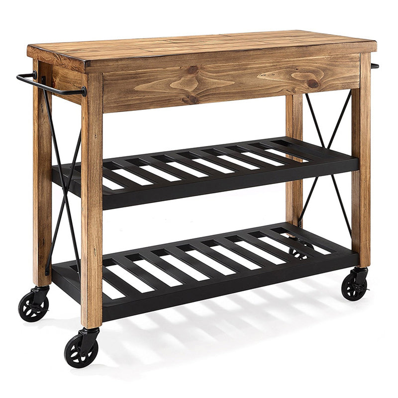 Modern Style Rolling Kitchen Cart Wood Kitchen Island Cart with Towel Rack