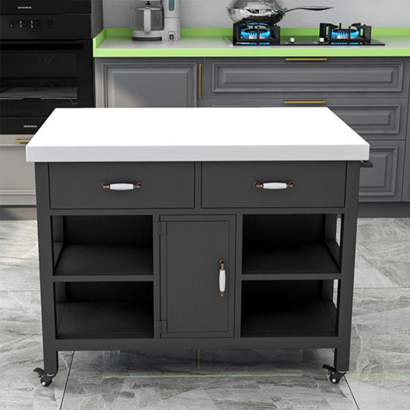 Modern Style Rolling Kitchen Cart Marble Kitchen Island Cart with Drawer