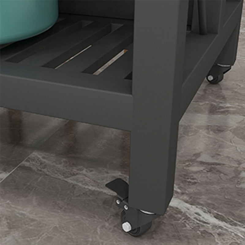 Modern Style Rolling Kitchen Cart Marble Kitchen Island Cart with Open Storage