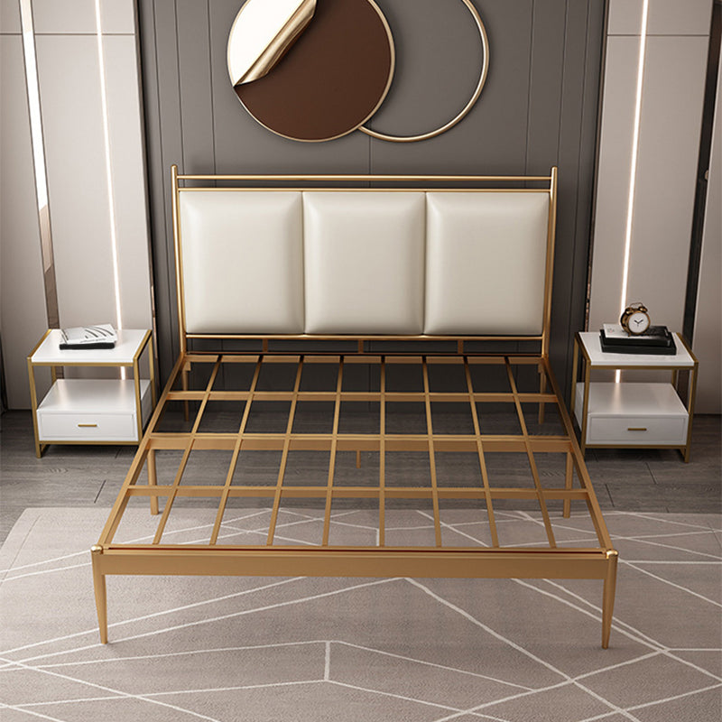 Contemporary Style Bed Frame Plaid Standard Bed with Headboard