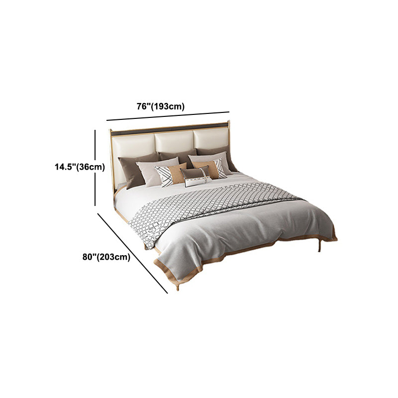 Contemporary Style Bed Frame Plaid Standard Bed with Headboard